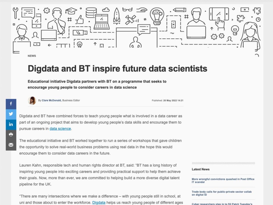Digdata and BT Computer Weekly news article